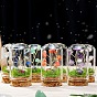 Natural Gemstone Display Decorations, Miniature Plants, with Glass Cloche Bell Jar Terrarium and Cork Base, Tree