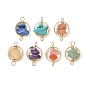 7шт. 7 стили чакра натуральные и синтетические смешанные драгоценные камни бусины звенья, с латунной рамкой для кольца