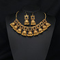 Ожерелье с подвеской и серьгой из сплава в индийском стиле, золотые