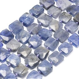Natural Tanzanite Beads Strands, Faceted, Square