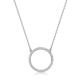 925 Colliers pendentifs en argent sterling avec micro pavé de zircones cubiques transparentes pour femmes