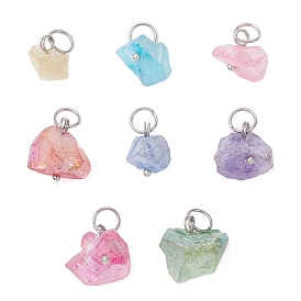 Гальванизированные натуральные кварцевые подвески, самородки прелести, с 304 кольцами из нержавеющей стали, разноцветные