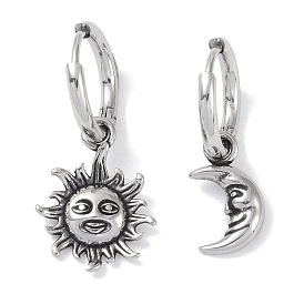 316 серьги-кольца из хирургической нержавеющей стали, асимметричные женские серьги «солнце и луна»