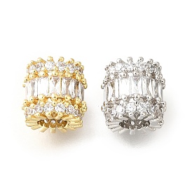 Колонна латунные микропаве прозрачные кубические цирконии европейские бусины, бусины с большим отверстием, долговечный, без кадмия и без свинца, стойки покрытие