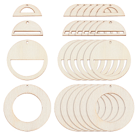 CHGCRAFT Laser Cut Wooden Big Pendants, Ring & Flat Round & Haf Round