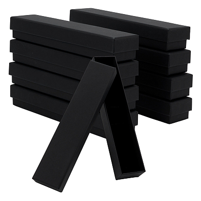 Картонные коробки для хранения подарочных украшений и ожерелий, прямоугольник с бархатом и губкой внутри