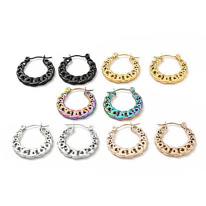 304 Stainless Steel Curb Chains Hoop Earrings for Women