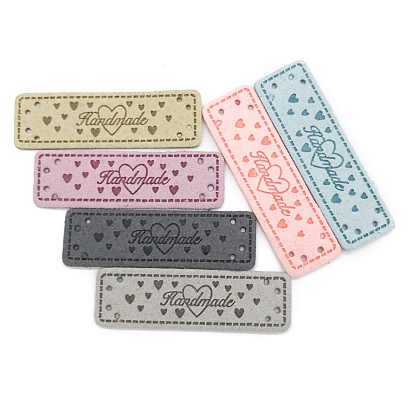 Маленькая этикетка из искусственной кожи с принтом в виде сердца, изготовление сумок для одежды своими руками, прямоугольные