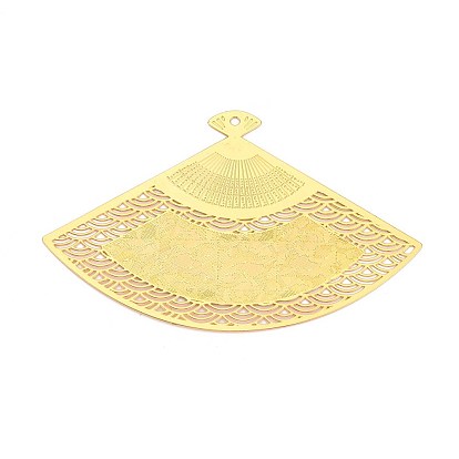 Латунные большие кулоны, вентилятор, гравированные металлические украшения, долговечный, без никеля 