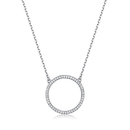 925 Colliers pendentifs en argent sterling avec micro pavé de zircones cubiques transparentes pour femmes