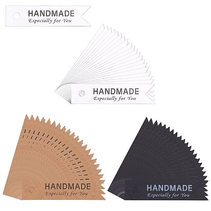 12 Sets 3 Colors Paper Display Cards, Rectangle with Word HANDMADE