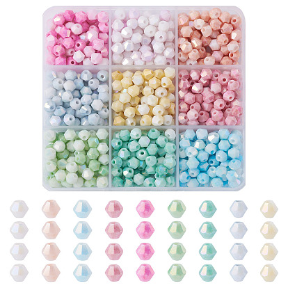 9 нити 9 цвета гальваническое покрытие биконические стеклянные бусины, предотвращающее потускнение, имитация драгоценных камней, с покрытием AB цвета, граненые