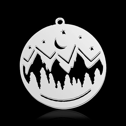 201 Stainless Steel Pendants Ion Plating(IP), Flat Round with Camel
