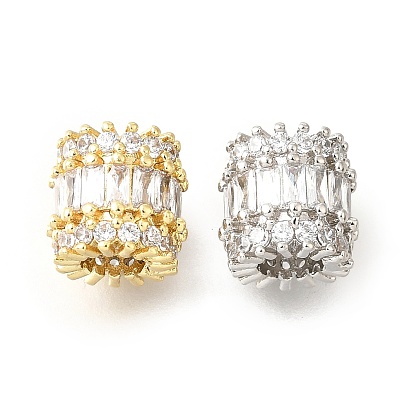 Колонна латунные микропаве прозрачные кубические цирконии европейские бусины, бусины с большим отверстием, долговечный, без кадмия и без свинца, стойки покрытие