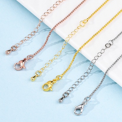 Латунные цепочки-коробки ожерелья для женщин, 304 из нержавеющей стали застежкой омар, стойки покрытие, без свинца и без кадмия, долговечный