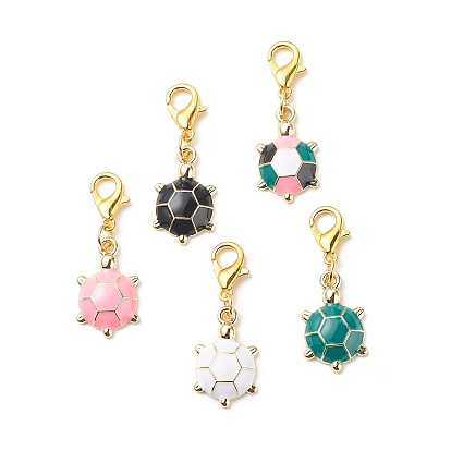 Decoraciones colgantes de tortuga de esmalte de aleación, encantos de broche de langosta, dijes con clip, para llavero, bolso, adorno de mochila