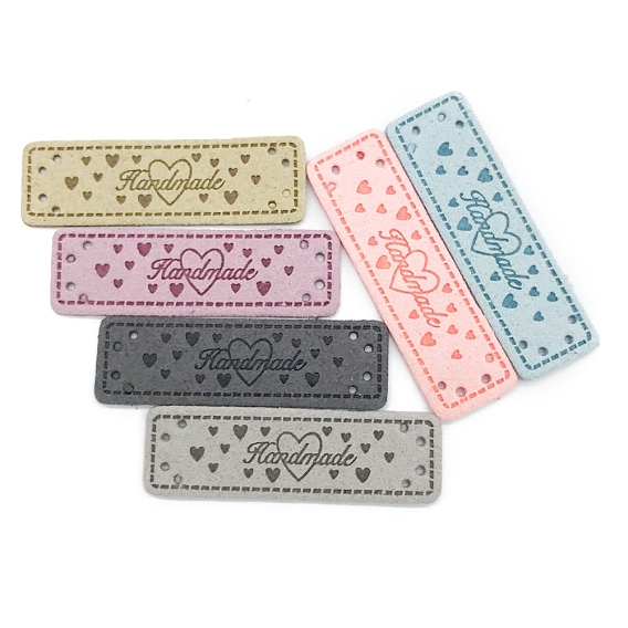 Маленькая этикетка из искусственной кожи с принтом в виде сердца, изготовление сумок для одежды своими руками, прямоугольные