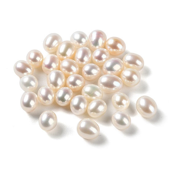 Natural Cultured Freshwater Pearl Beads, No Hole, Rice, Grade 8A+