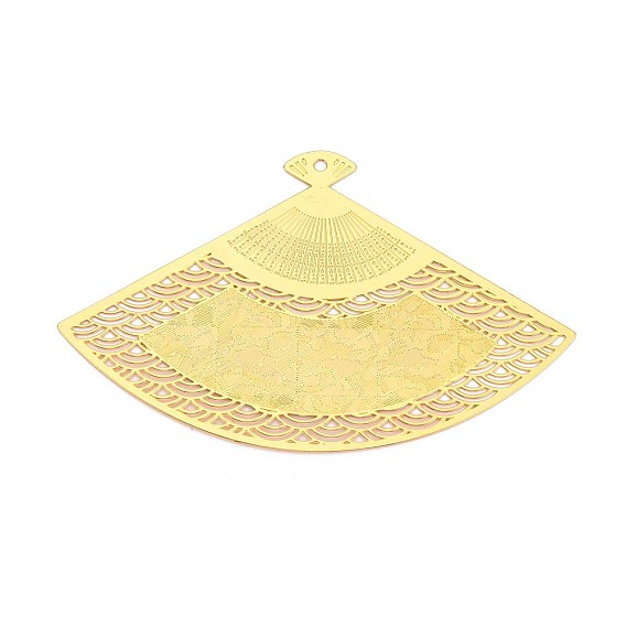 Латунные большие кулоны, вентилятор, гравированные металлические украшения, долговечный, без никеля 