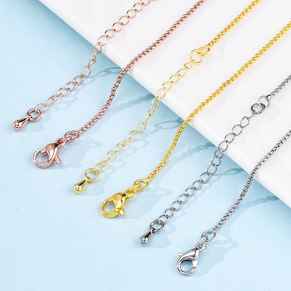 Латунные цепочки-коробки ожерелья для женщин, 304 из нержавеющей стали застежкой омар, стойки покрытие, без свинца и без кадмия, долговечный