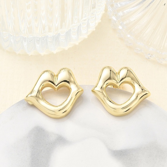 Brass Stud Earrings for Women, Lip