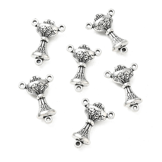 Tibetan Style Zinc Alloy Lantern Chandelier Component Links, 3 Loop Connectors, Lead Free & Cadmium Free, 22.2x15.4x6.2mm, Hole: 1.2mm, about 192pcs/500g