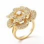 Кольцо на палец с цветком из кубического циркония, настоящие позолоченные украшения из латуни для женщин, без кадмия и без свинца