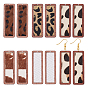 10Pcs 5 Style Eco-Friendly Cowhide Leather Big Pendants, with Dyed Wood, Rectangle with Leopard Print