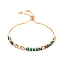 Cubic Zirconia Tennis Bracelet, Brass Slider Bracelet for Women, Nickel Free