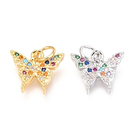 Латунные микро проложить кубического циркония прелести, бабочка с прыжковыми кольцами