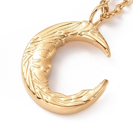 Ion Plating(IP) 304 Stainless Steel Crescent Moon Pendant Necklace for Women