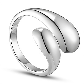 SHEGRACE 925 Sterling Silver Cuff Rings, Open Rings