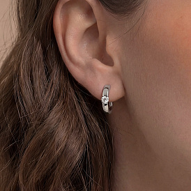 925 Sterling Silver Pave Moissanite Hoop Earrings for Women