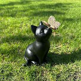 Cat Shape with Butterfly Resin Display Decorations, for Car or Home Office Desktop Ornaments