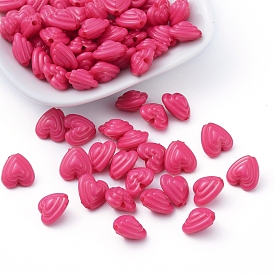Opaque Acrylic Beads, Heart, 11x11x7mm, Hole: 1.5mm, about 1420pcs/500g