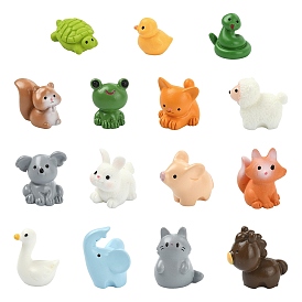 60Pcs 15 Styles Mixed Animals Resin Display Decorations, Moss Micro Landscape Garden Decorations