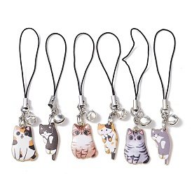 Cat Alloy Enamel Mobile Straps, Iron Bell and Polyester Cord Mobile Accessories Decoration