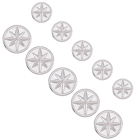 Unicraftale 304 Stainless Steel Cabochons for Enamel, Flat Round with Eight Pointed Star