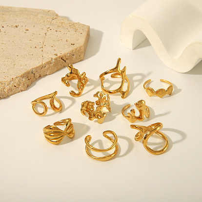 Регулируемое 304 открытое манжетное кольцо из нержавеющей стали для женщин, анти-выцветание, европейский и американский стиль.