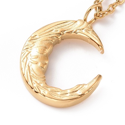 Ion Plating(IP) 304 Stainless Steel Crescent Moon Pendant Necklace for Women