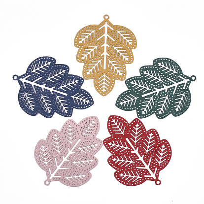 430 Stainless Steel Filigree Pendants, Spray Painted, Etched Metal Embellishments, Leaf