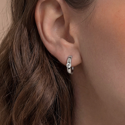 925 Sterling Silver Pave Moissanite Hoop Earrings for Women