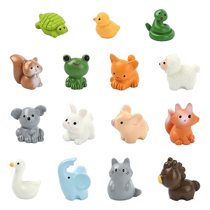 60Pcs 15 Styles Mixed Animals Resin Display Decorations, Moss Micro Landscape Garden Decorations