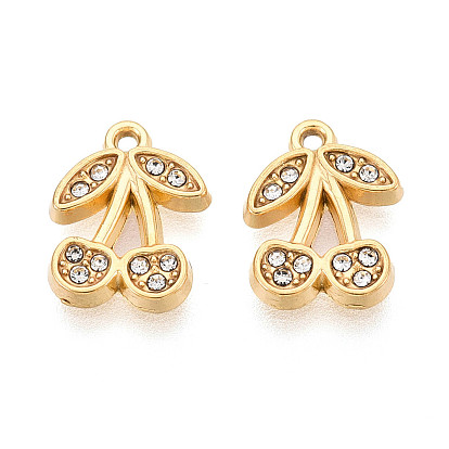 304 из нержавеющей стали амулеты горный хрусталь, черри прелести, вакуумное покрытие pvd