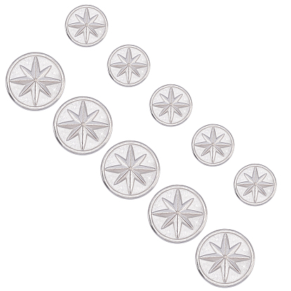 304 Stainless Steel Cabochons for Enamel, Flat Round with Eight Pointed Star