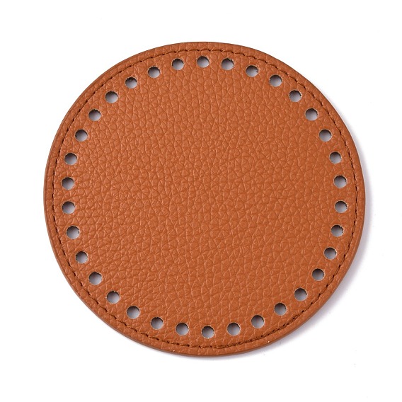 Litchi Grain PU Leather Bag Bottoms, Flat Round