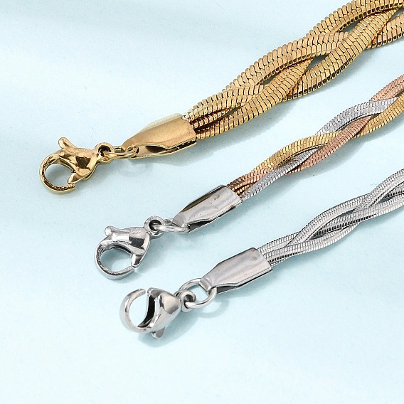 Унисекс 304 плетеная плоская цепочка-змейка из нержавеющей стали, ионное покрытие (ip)