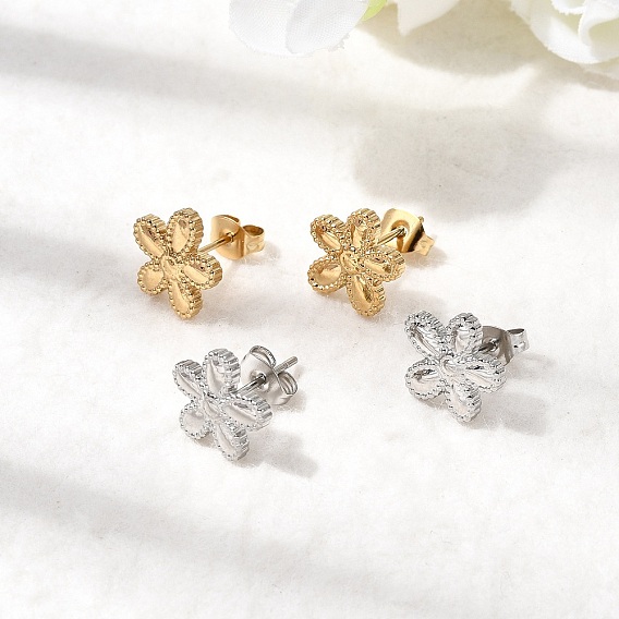 Цветок 304 из нержавеющей стали серьги стержня, ионное покрытие (ip)