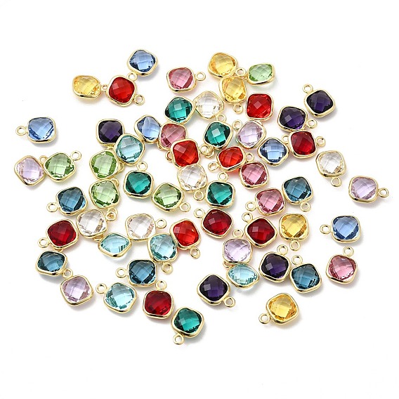 Латунь с кубическим цирконием подвеской, квадратных амулеты, без кадмия и без свинца, стойки покрытие, долговечный, реальный 18 k позолоченный