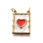 304 нержавеющей стальной эмали подвески, с целью перехода в кольце, золотые, прямоугольник с подвеской в виде сердца